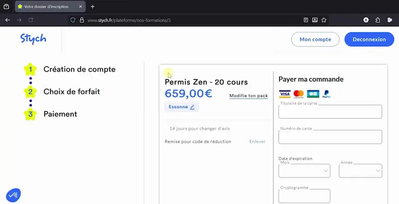 Code réduction Stych appliqué avec 40 euros de remise